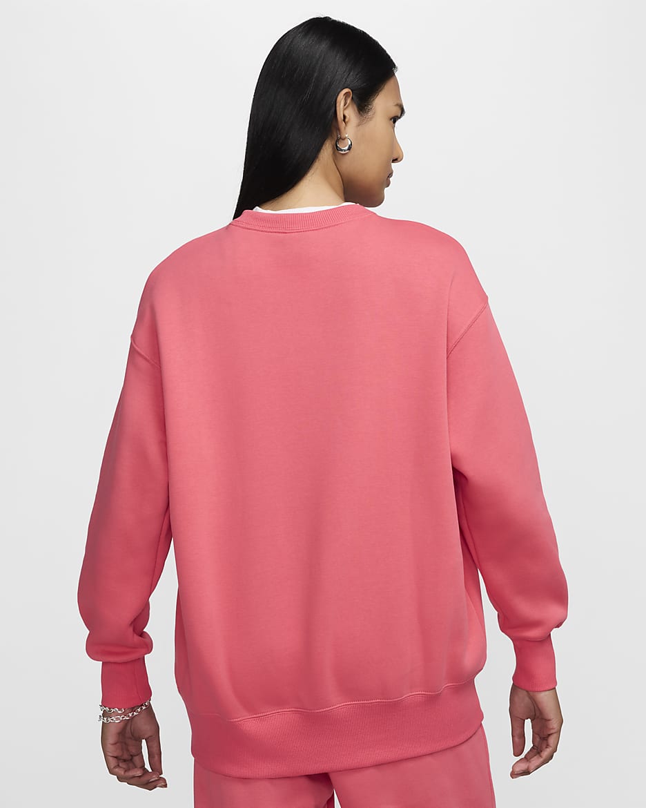 Oversized Nike Sportswear Phoenix Fleece-sweatshirt med rund hals til kvinder - Aster Pink/Sail