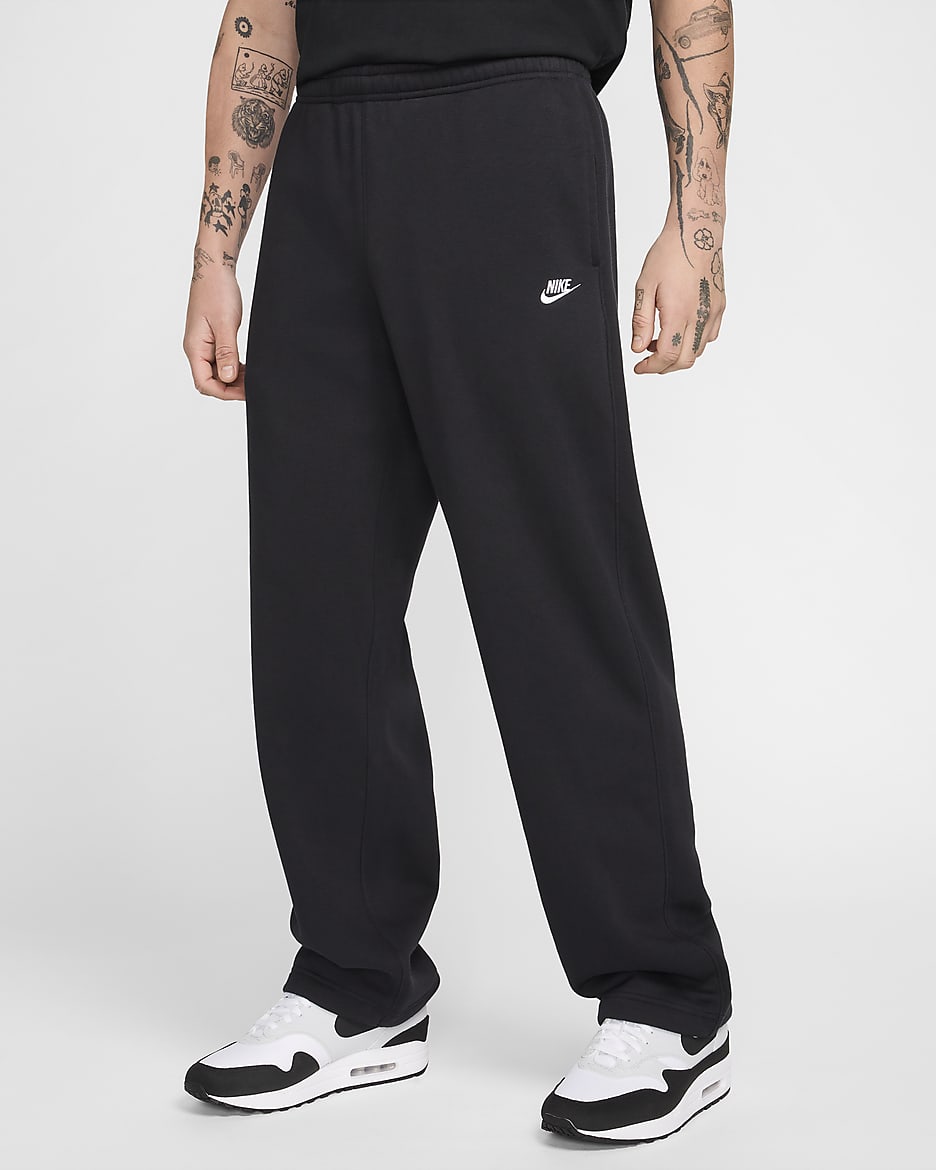 Pants de tejido Fleece con cordón elástico para hombre Nike Club - Negro/Negro/Blanco