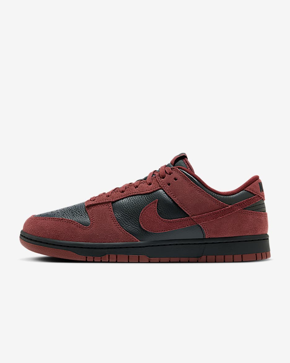 Nike Dunk Low Retro SE Leather/Suede Men's Shoes - Black/Dark Team Red