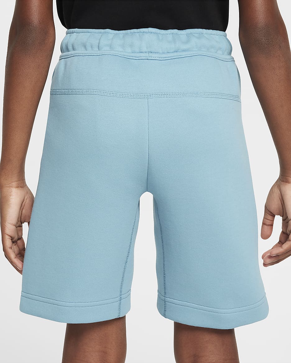 Nike Tech Fleece Older Kids' (Boys') Shorts - Denim Turquoise/Black/Black