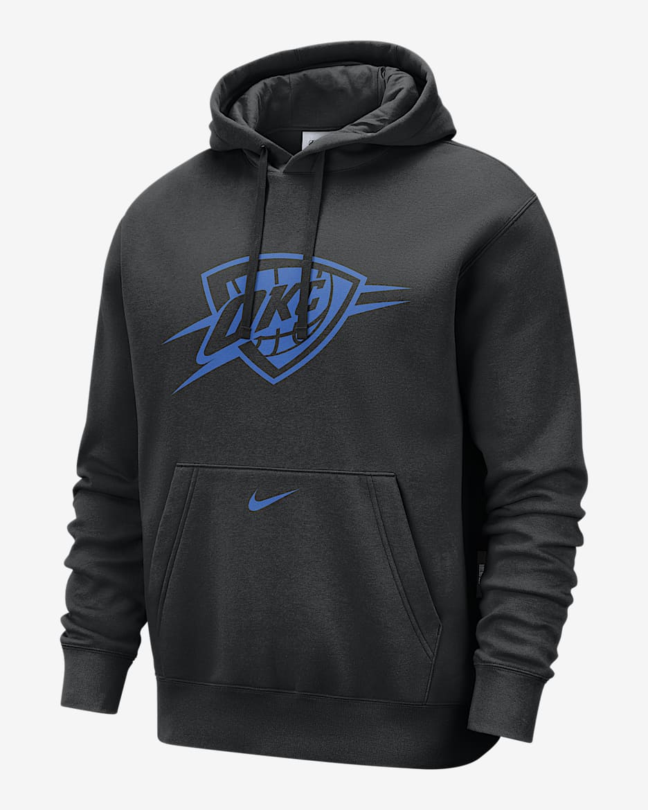 Sudadera con gorro sin cierre Nike de la NBA de tejido Fleece para hombre Oklahoma City Thunder Club City Edition - Negro
