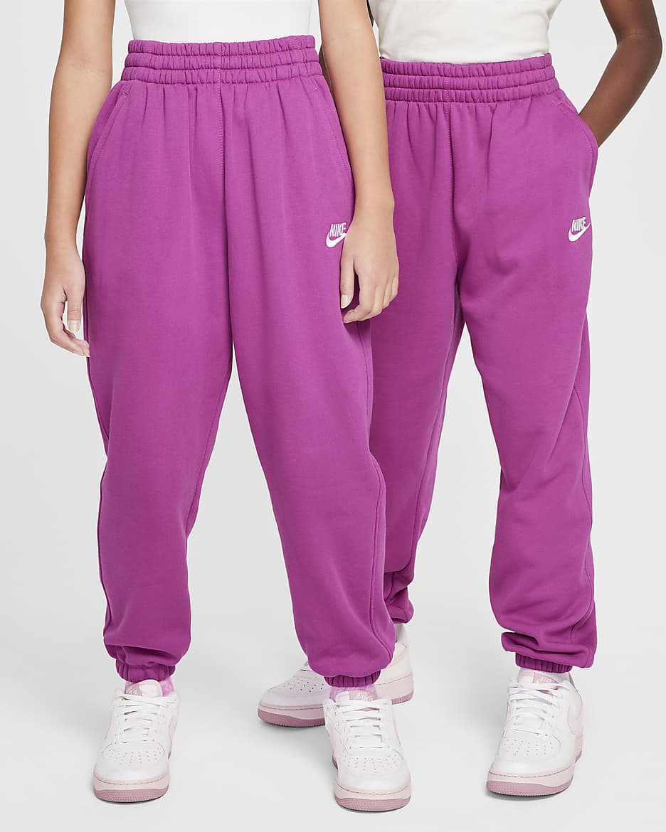 Nike Sportswear Club Fleece Older Kids' Loose Trousers - Hot Fuchsia/Hot Fuchsia/White