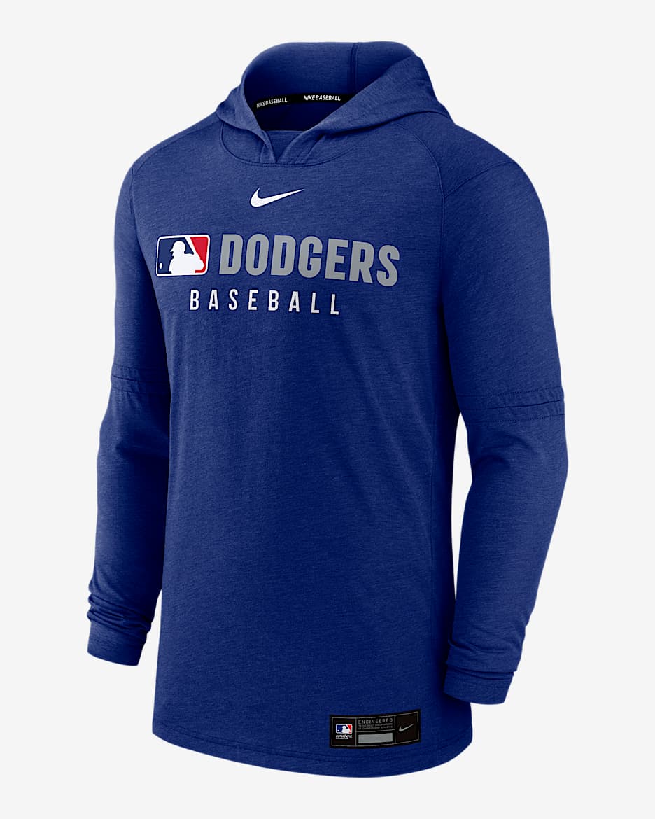 Los Angeles Dodgers Authentic Collection Men's Nike Dri-FIT MLB Pullover Hoodie - Game Royal Heather