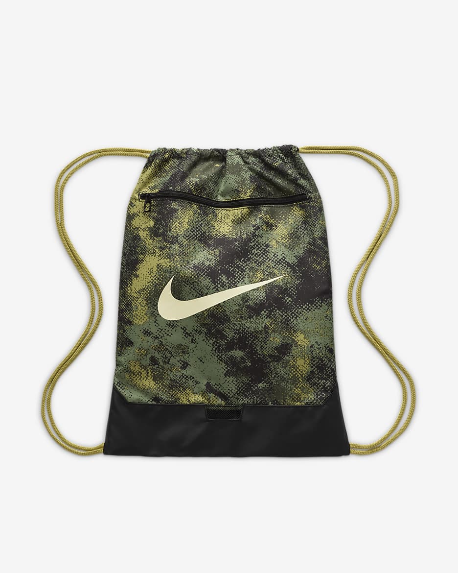 Nike Brasilia 9.5 Drawstring Bag (18L) - Oil Green/Black/Coconut Milk