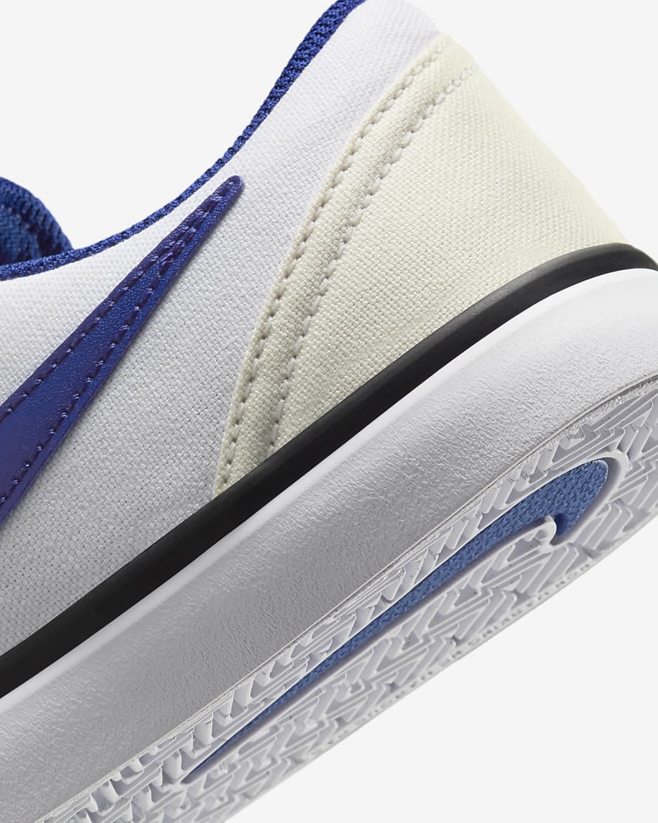 Nike SB Check Canvas 大童滑板鞋 - 白色/Summit White/黑色/Deep Royal Blue