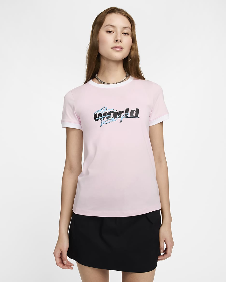 Nike Sportswear Women's Ringer T-Shirt - Pink Foam/White