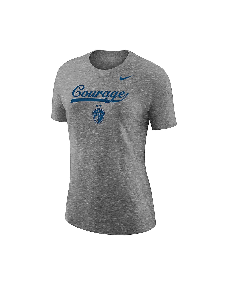 Playera universitaria de fútbol Nike para mujer North Carolina Courage - Gris oscuro jaspeado