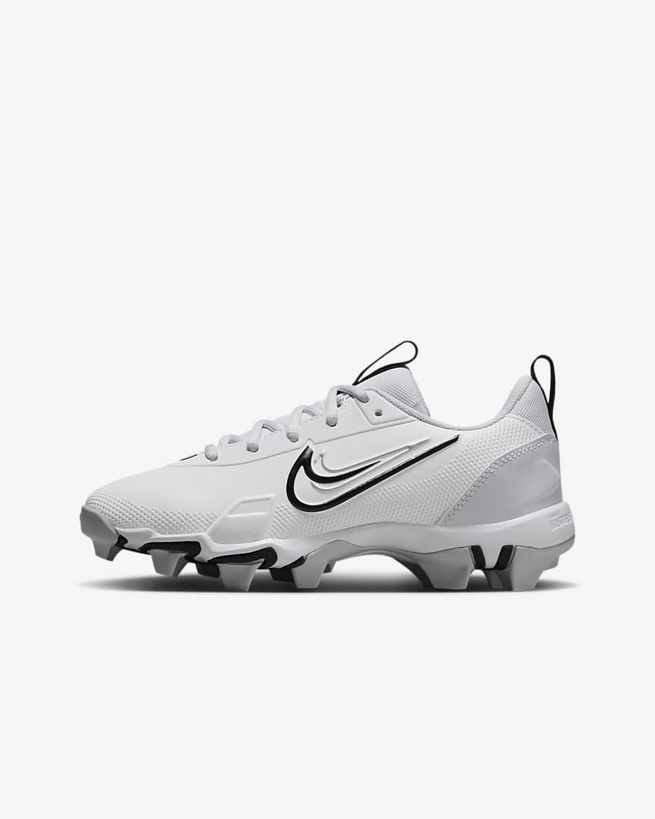 Tacos de béisbol para niños grandes Nike Force Trout 9 Keystone - Blanco/Platino puro/Plata metalizado/Negro