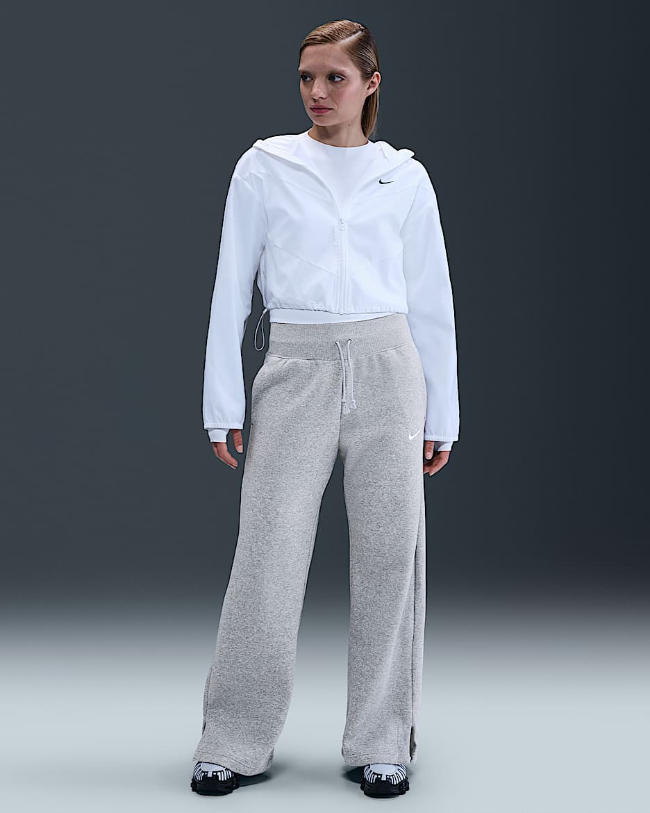 Nike Sportswear Phoenix Fleece Yüksek Belli Geniş Paçalı Kadın Eşofman Altı - Dark Grey Heather/Sail