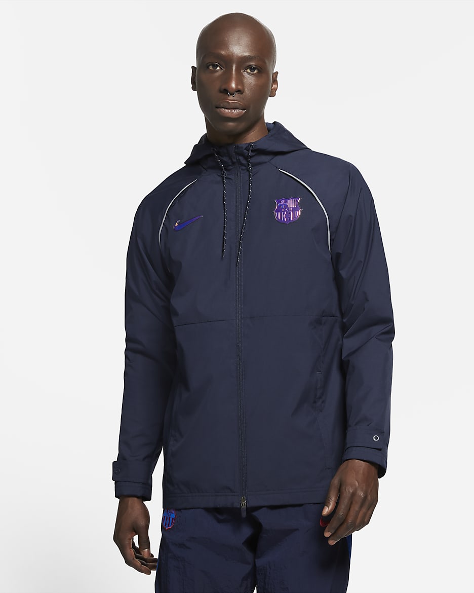 Chamarra de fútbol para hombre FC Barcelona AWF - Obsidiana/Obsidiana