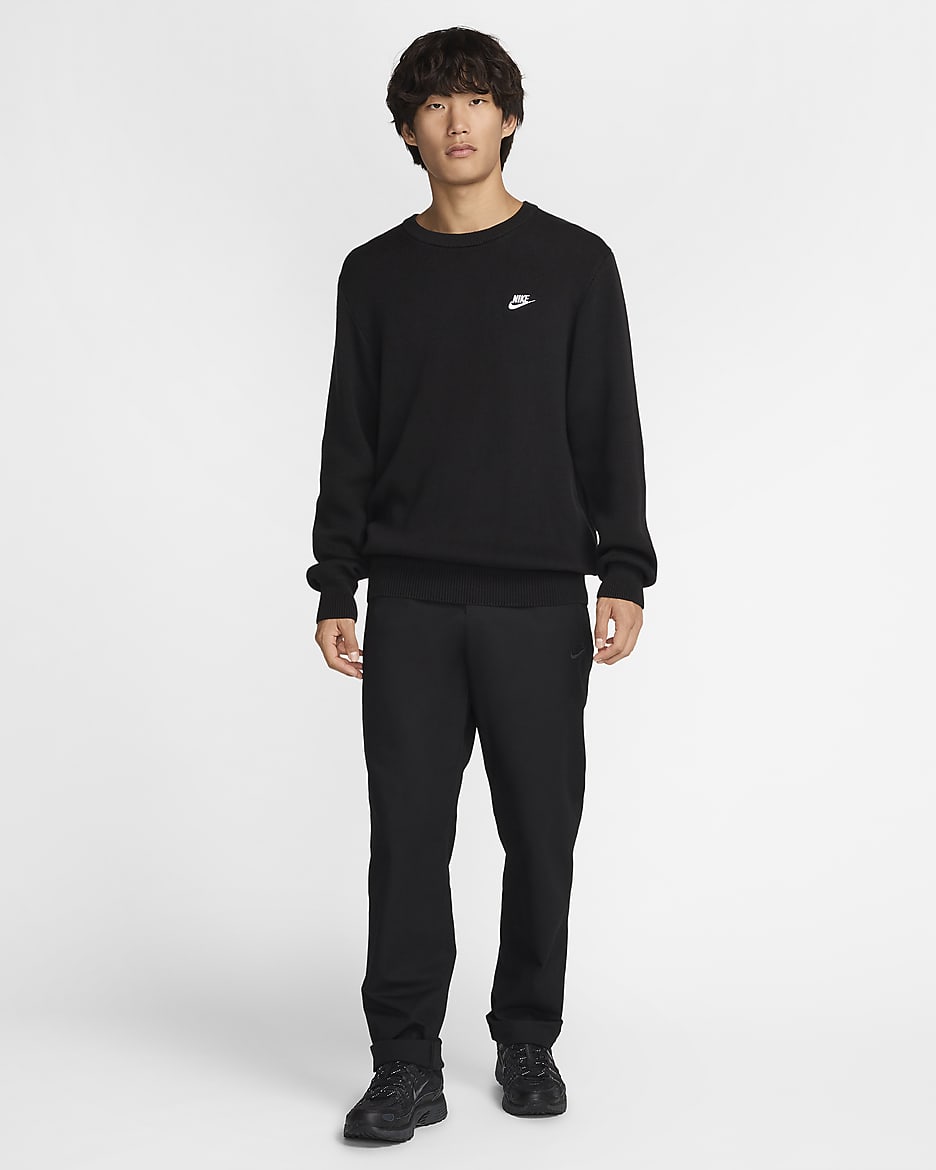 Nike Club Men's Crew-Neck Jumper - Black/White