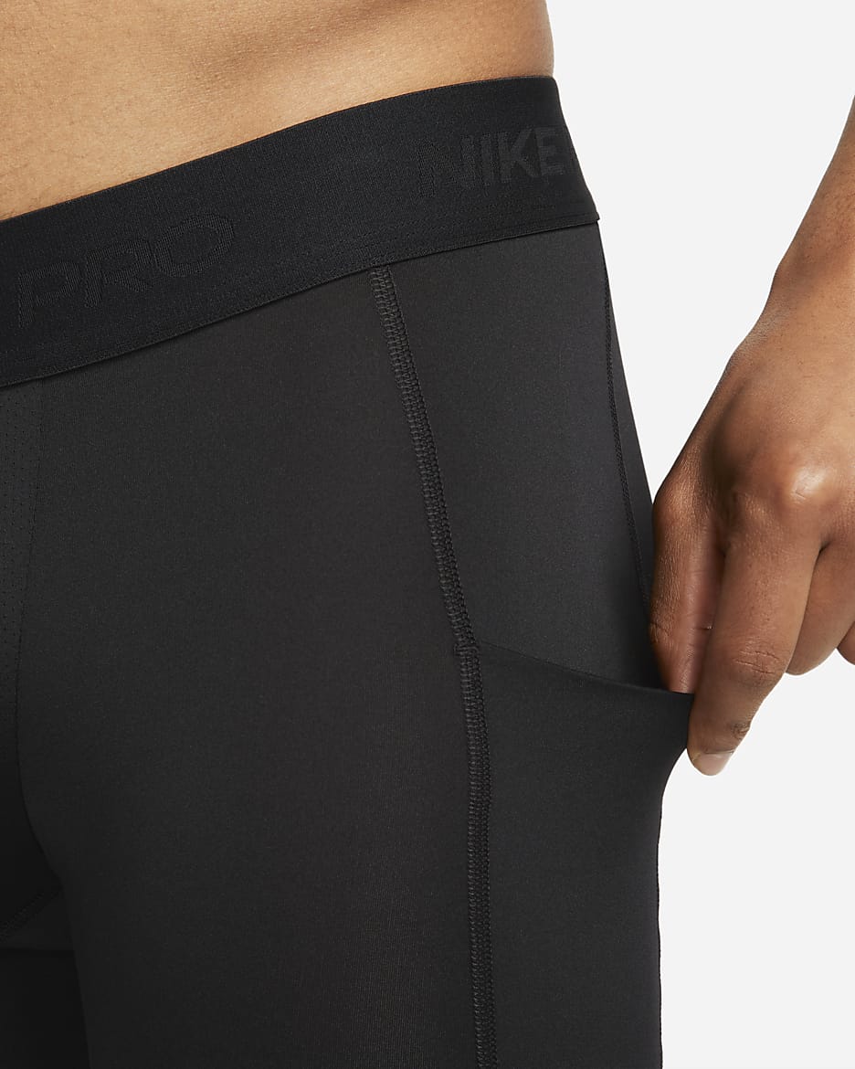Nike Pro Men's Dri-FIT Fitness Long Shorts - Black/White