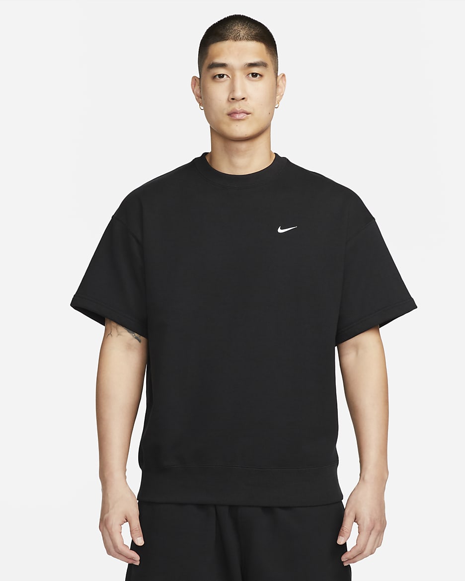 Nike Solo Swoosh Men's Short-Sleeve French Terry Top - Black/White