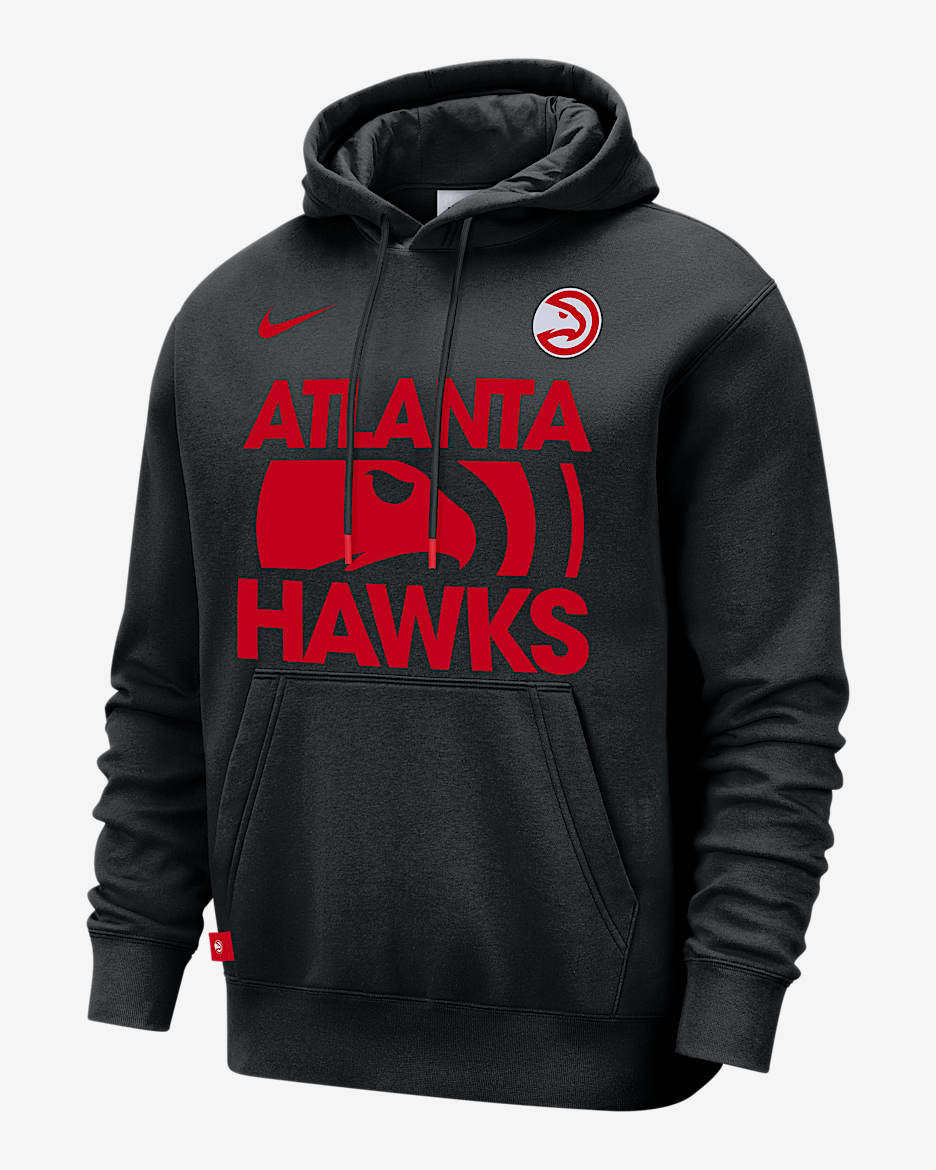 Sudadera con gorro sin cierre Nike de la NBA para hombre Atlanta Hawks Club Courtside - Negro/Rojo universitario
