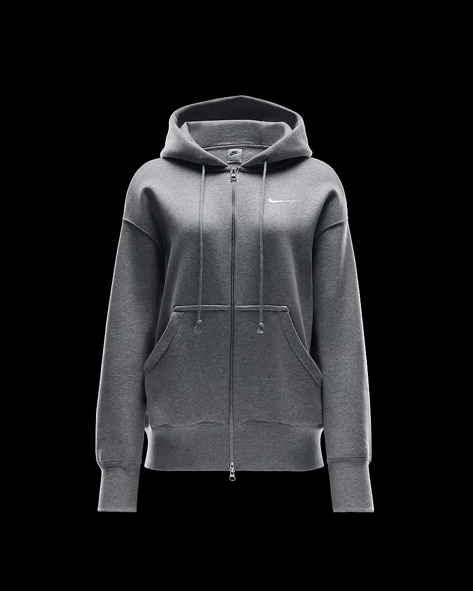 Nike Sportswear Phoenix Fleece Women's Oversized Full-Zip Hoodie - Dark Grey Heather/Sail