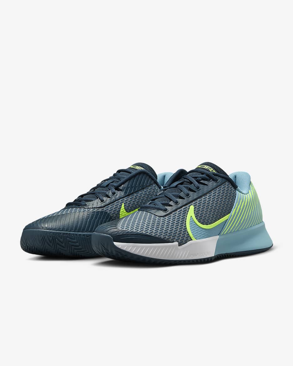 NikeCourt Air Zoom Vapor Pro 2 Men's Clay Tennis Shoes - Armoury Navy/Volt/Denim Turquoise