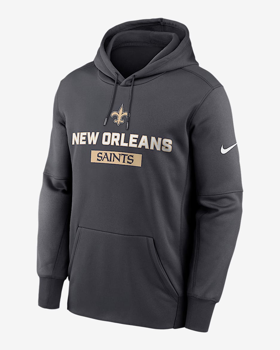 New Orleans Saints Toss Sweep Men’s Nike Therma NFL Pullover Hoodie - Anthracite