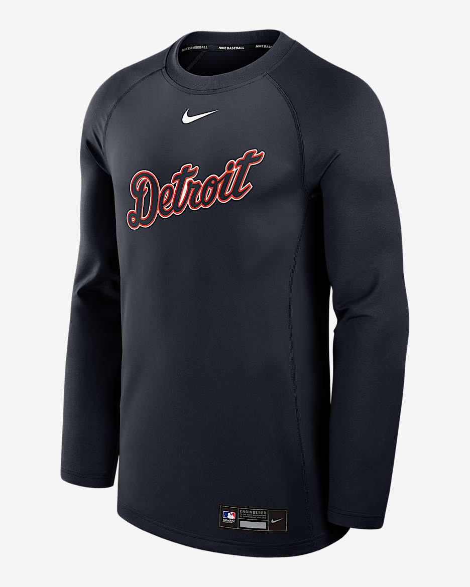 Detroit Tigers Authentic Collection Game Time Men's Nike Dri-FIT MLB Pullover Crew - Navy