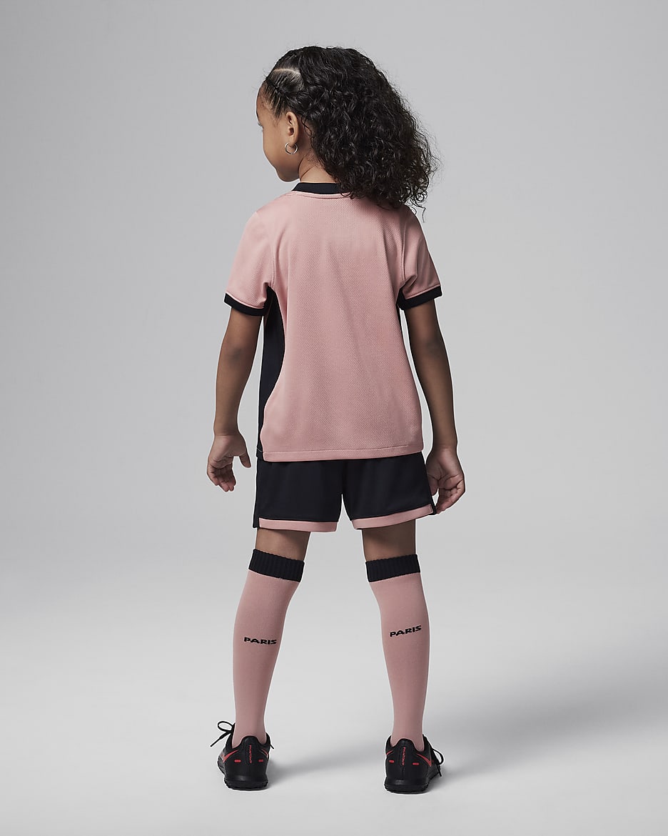 Paris Saint-Germain 2024/25 Stadium Third Younger Kids' Jordan Football Replica Three-Piece Kit - Rust Pink/Black/Black