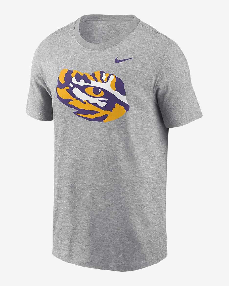 Playera universitaria Nike para hombre LSU Tigers Primetime Evergreen Alternate Logo - Gris jaspeado