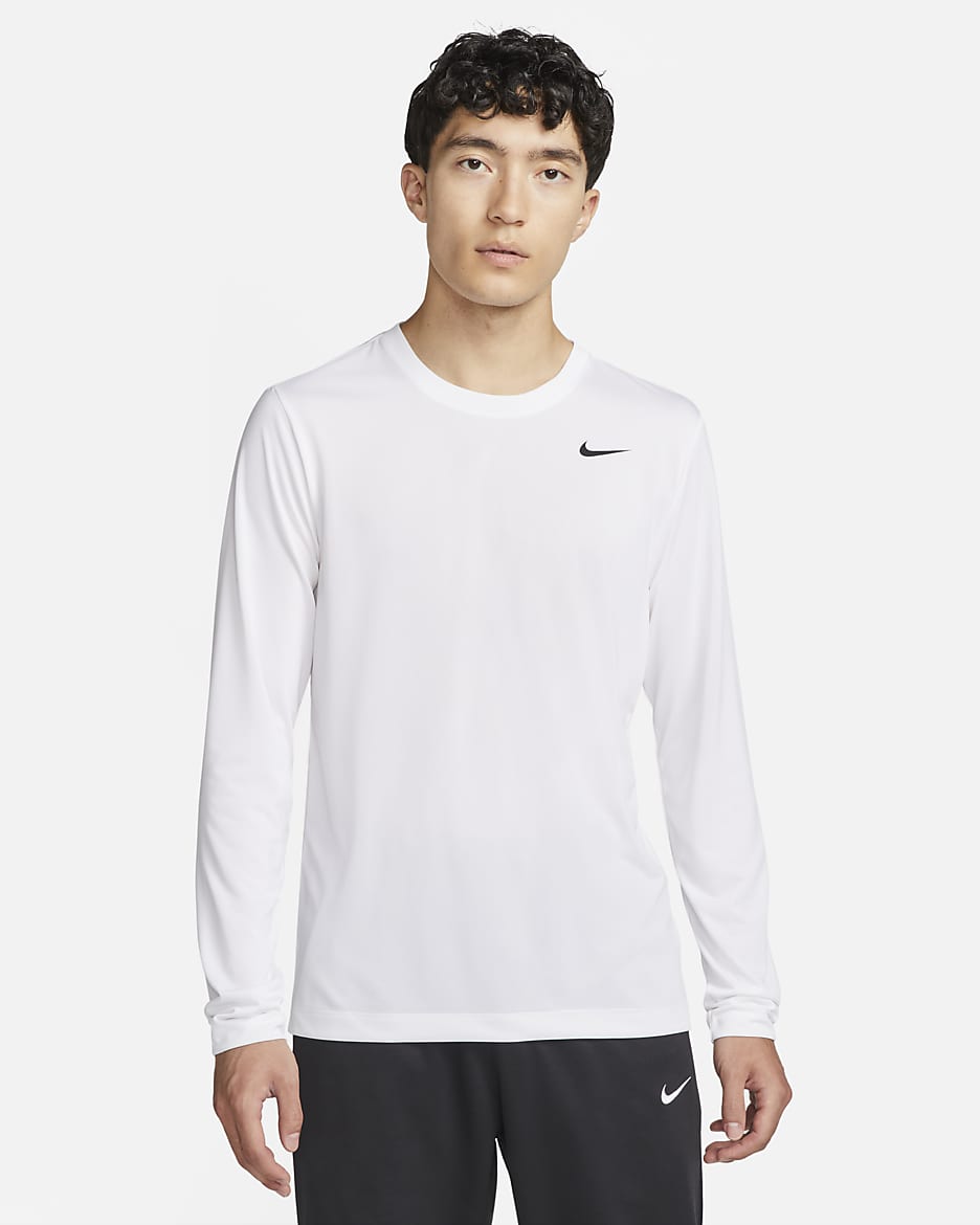 Nike Dri-FIT Legend Men's Long-Sleeve Fitness Top - White/Black