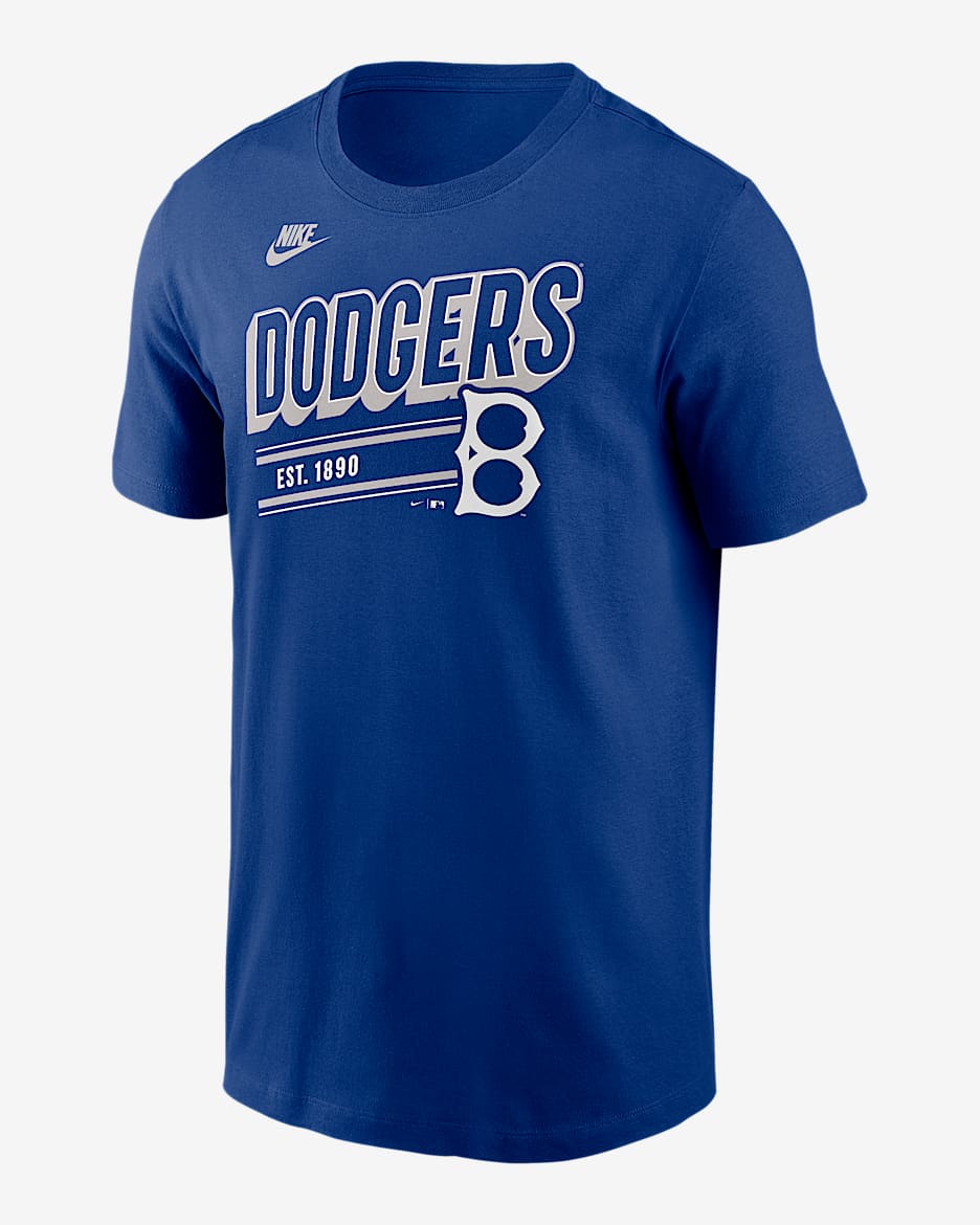 Playera Nike de la MLB para hombre Brooklyn Dodgers Cooperstown Retro - Azul enérgico
