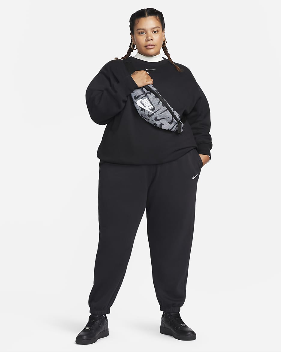 Felpa oversize a girocollo Nike Sportswear Phoenix Fleece (Plus size) – Donna - Nero/Sail