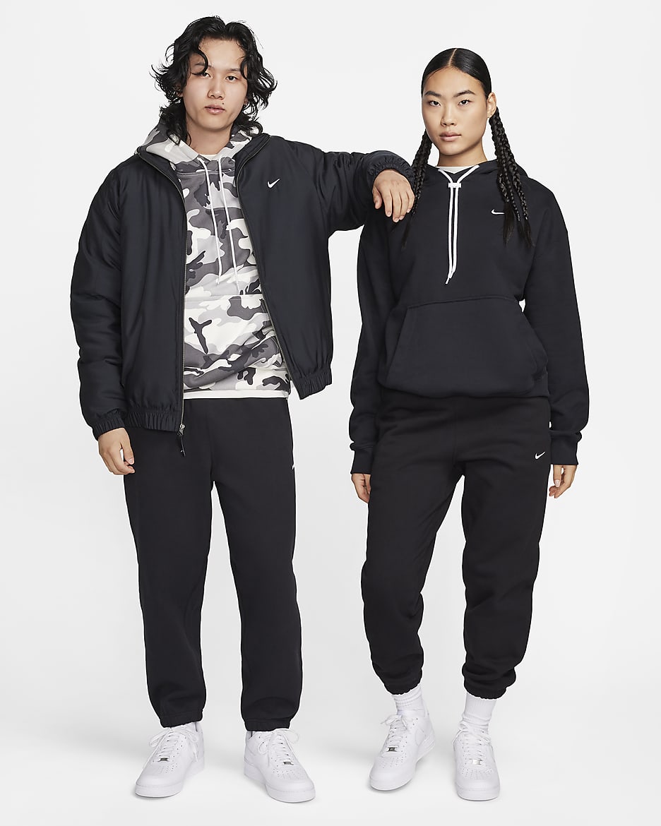 Nike Solo Swoosh 男款 Fleece 長褲 - 黑色/白色