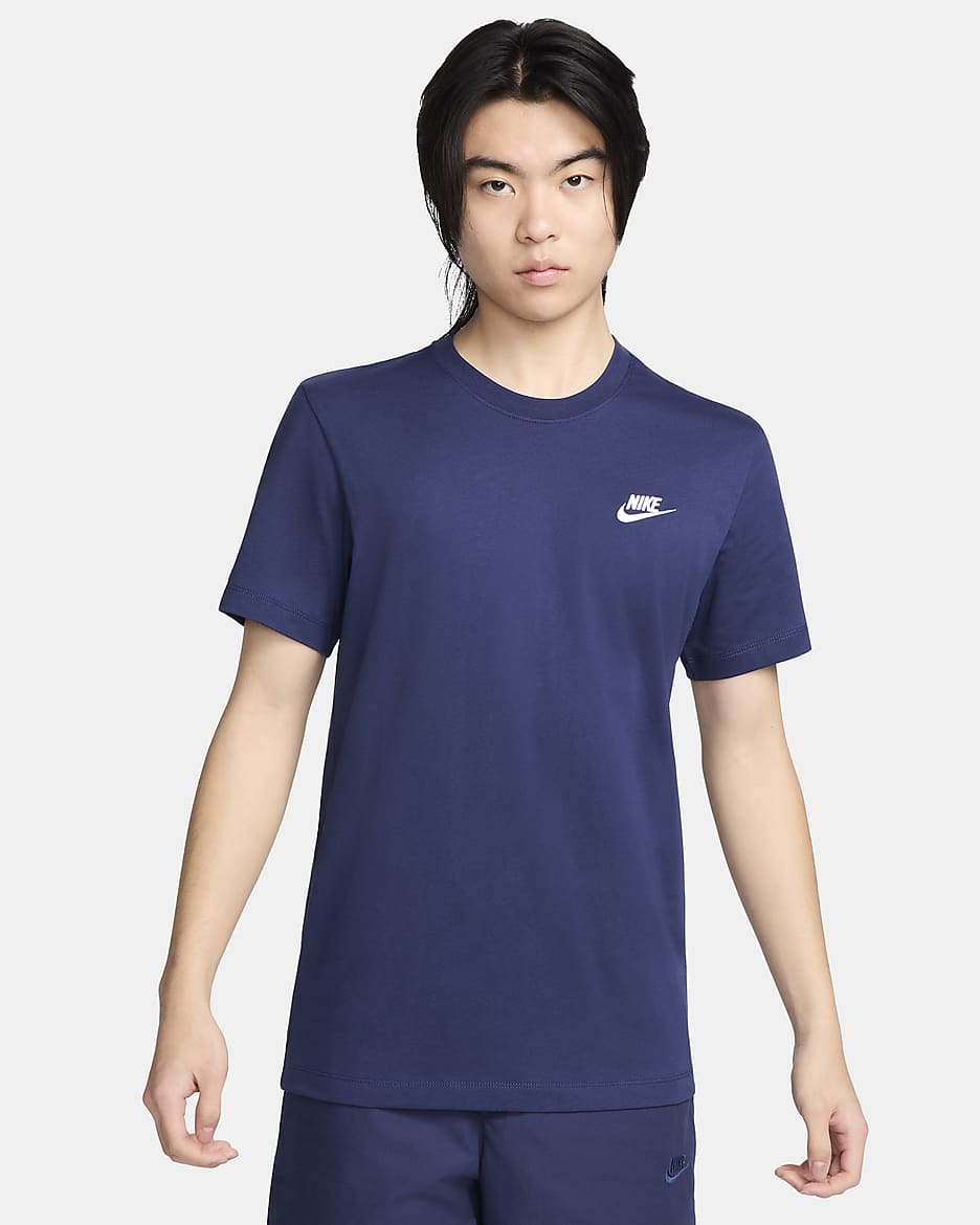 Nike Sportswear Club 男款 T 恤 - Midnight Navy/白色