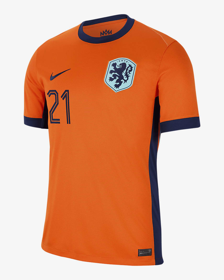 Jersey de fútbol Nike Dri-FIT de la selección nacional de Países Bajos local 2024 Stadium Frenkie de Jong para hombre - Naranja