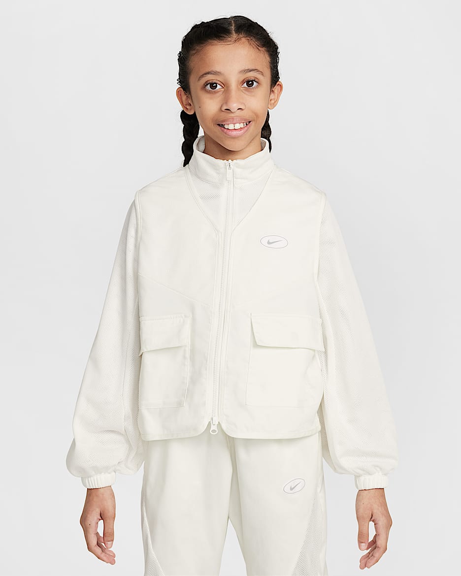 Nike Sportswear Girls' Jacket - Sail/Light Smoke Grey/White