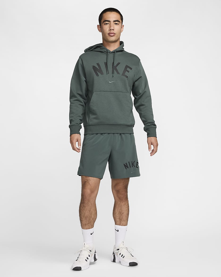 Nike Swoosh Men's Dri-FIT French Terry Pullover Fitness Hoodie - Vintage Green/Vintage Green/Heather/Black