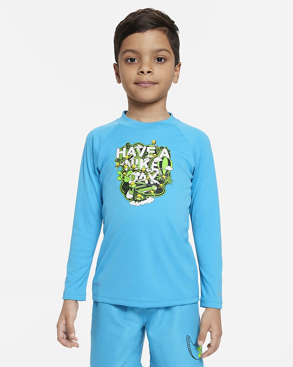 Playera de manga larga de natación Hydroguard para niño talla pequeña Nike Dri-FIT - Azul relámpago