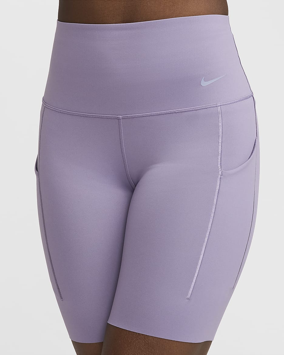 Cycliste taille haute à maintien normal avec poches 20 cm Nike Universa pour femme - Daybreak/Noir