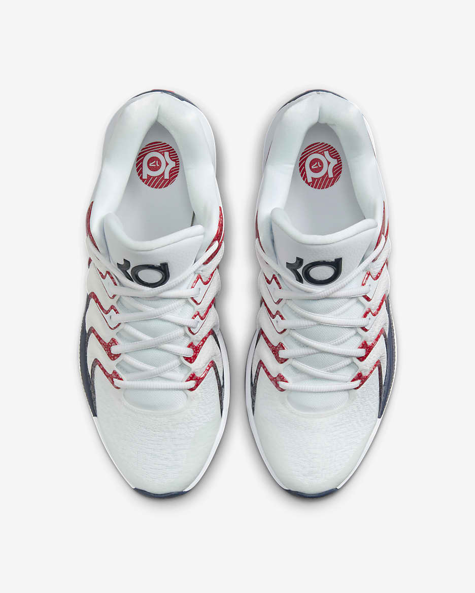 Tenis de básquetbol KD17 - Blanco/Rojo universitario/Obsidiana