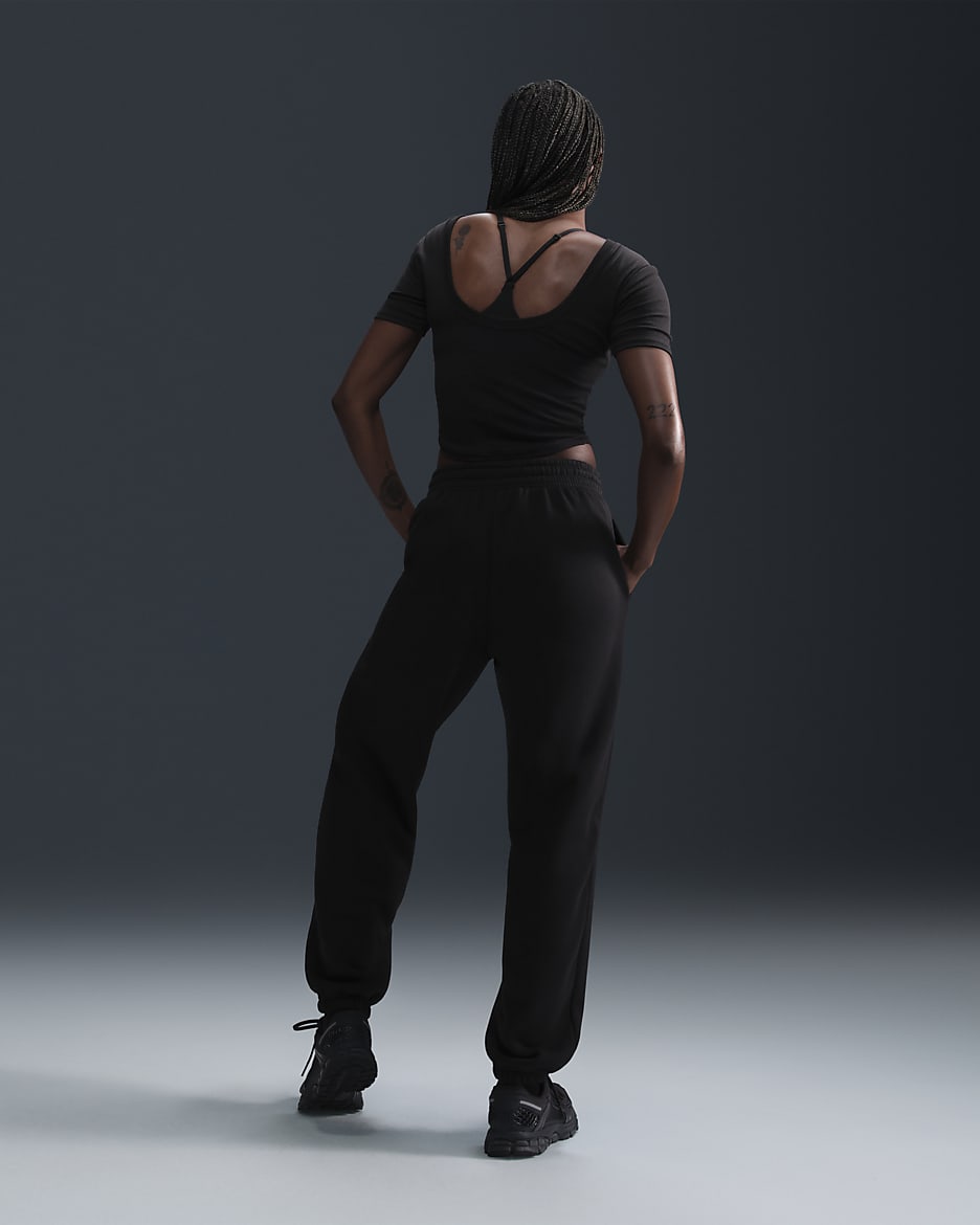 Nike Sportswear Phoenix Fleece Women's High-Waisted Oversized Tracksuit Bottoms - Black/Sail