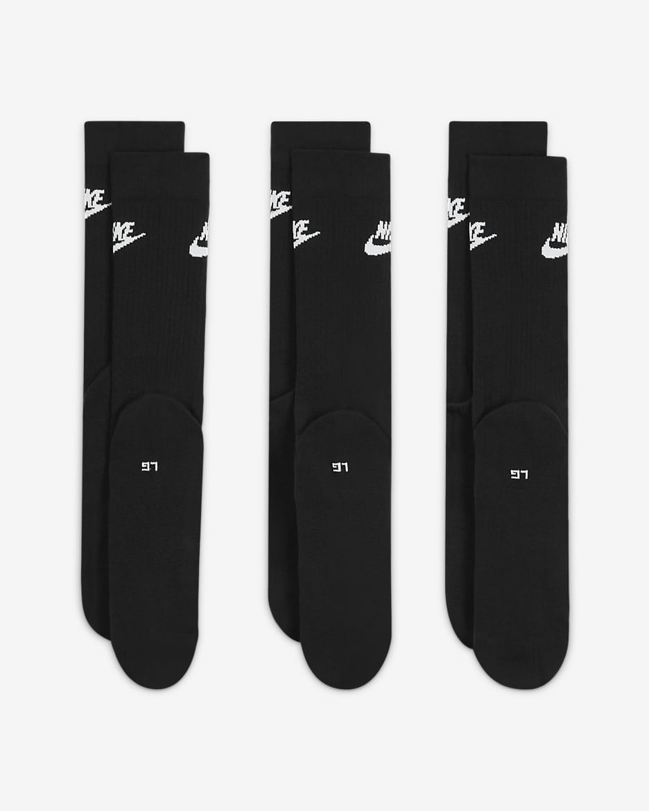 Nike Sportswear Everyday Essential Crew Socks (3 Pairs) - Black/White