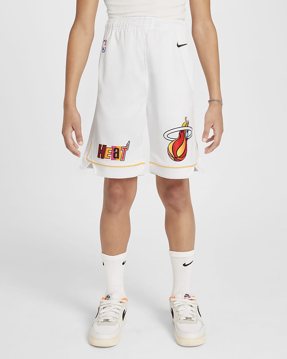 Miami Heat Older Kids' Nike Dri-FIT NBA Swingman Shorts - White