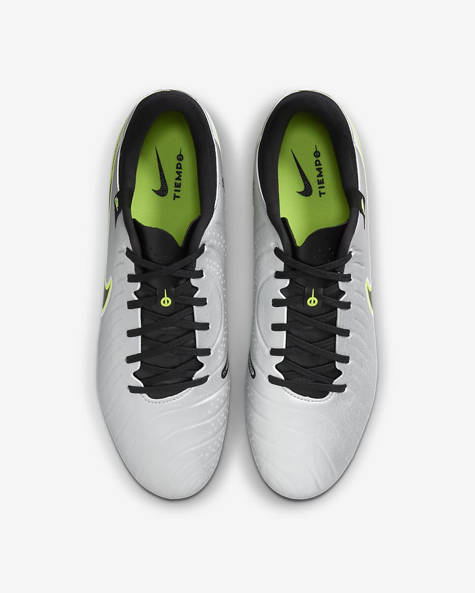 Nike Tiempo Legend 10 Academy Soft-Ground Low-Top Football Boot - Metallic Silver/Volt/Black