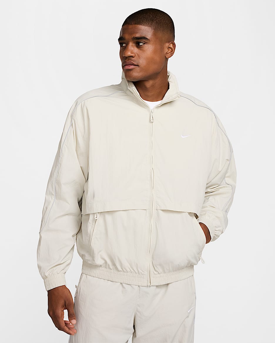 Nike Sportswear Solo Swoosh Men's Woven Track Jacket - Light Bone/White