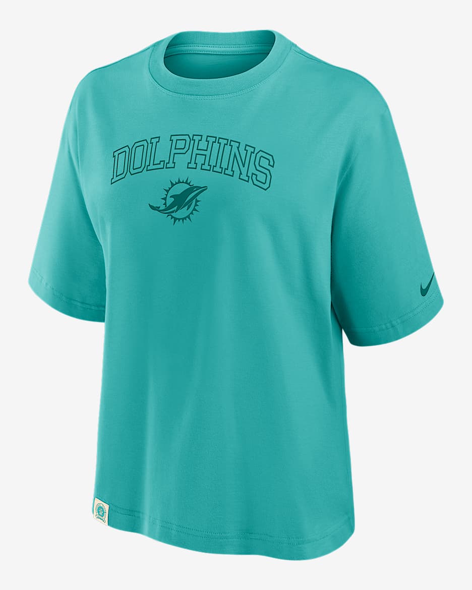 Miami Dolphins Arch Boxy Women's Nike NFL T-Shirt - Washed Teal