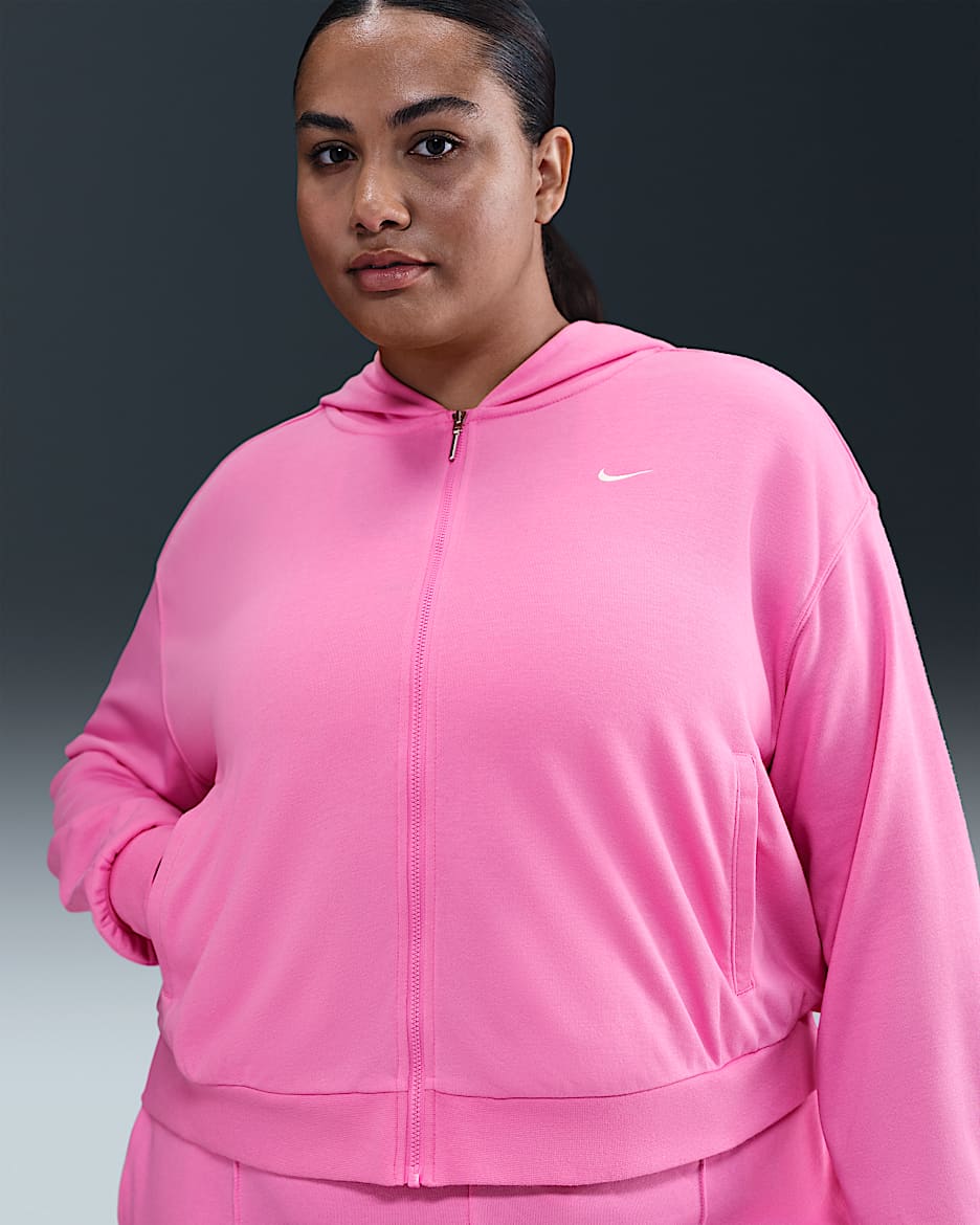 Nike Sportswear Chill Terry Women's Loose Full-Zip French Terry Hoodie (Plus Size) - Playful Pink/Sail
