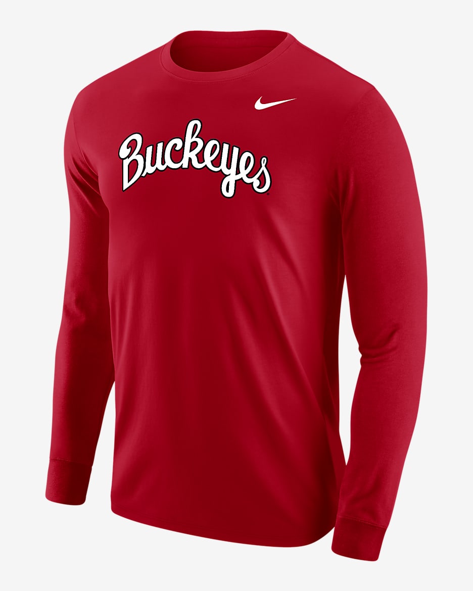 Playera de manga larga universitaria Nike para hombre Ohio State - Rojo universitario