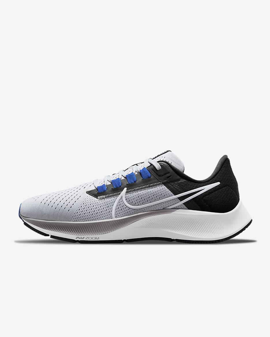Nike Pegasus 38 Men's Road Running Shoes - Wolf Grey/Black/Hyper Royal/White