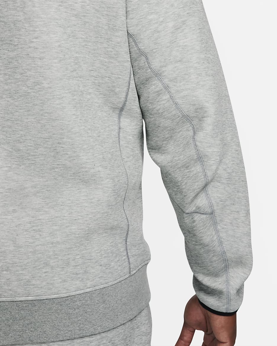 Pánská mikina s kulatým výstřihem Nike Sportswear Tech Fleece - Dark Grey Heather/Černá