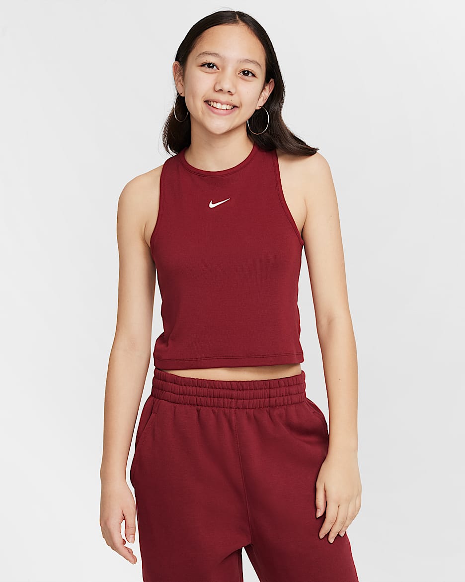 Nike Sportswear Girls' Ribbed Tank Top - Team Red