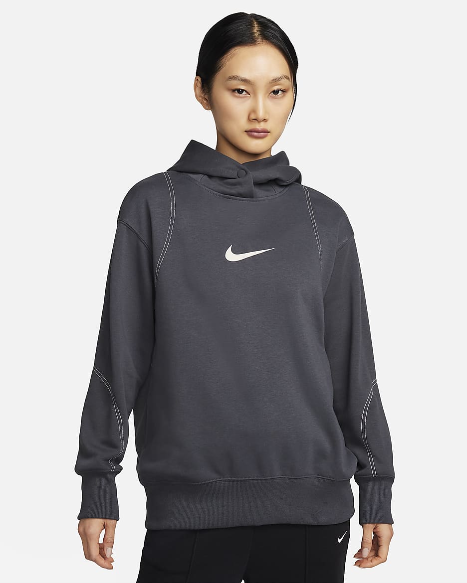 Nike Sportswear Women's Fleece Oversized Pullover Hoodie - Anthracite/Light Orewood Brown/Light Orewood Brown