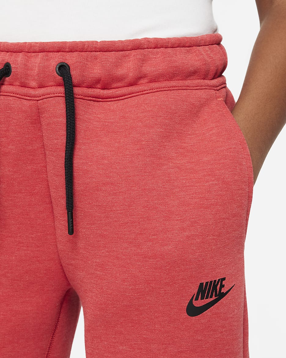 Spodenki dla dużych dzieci (chłopców) Nike Tech Fleece - Light University Red Heather/Czerń/Czerń