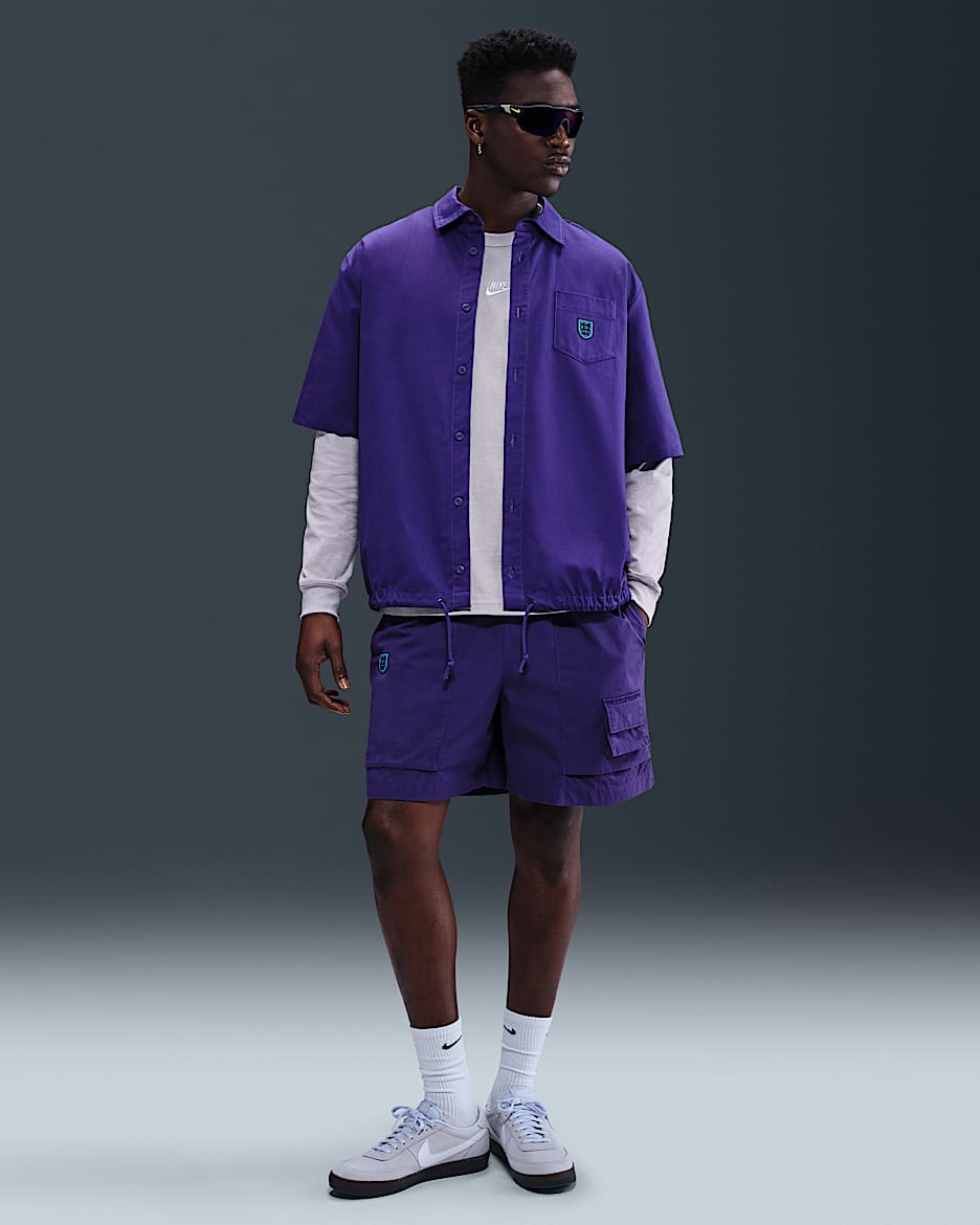 İngiltere Nike Life Erkek Futbol Kamp Şortu - Court Purple/Vivid Purple