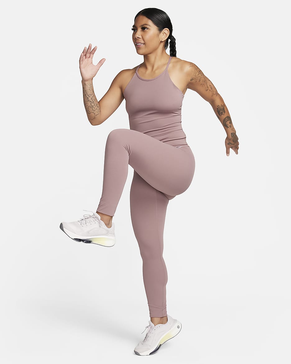 Linne Nike Zenvy Dri-FIT för kvinnor - Smokey Mauve/Vit